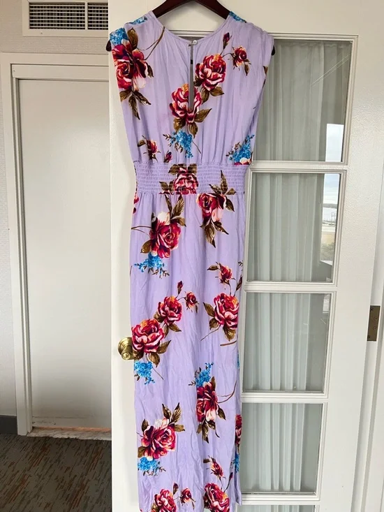 Altar'd State Purple Floral Maxi Dress with Twist Front - Picture 4 of 4